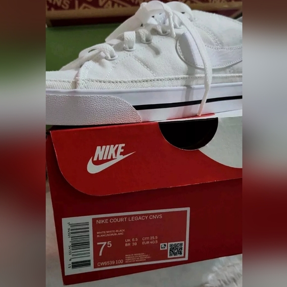 Nike Court Legacy Canvas CW6539-100 Wht/Blk Low Top Sneaker 7.5M - Picture 8 of 14